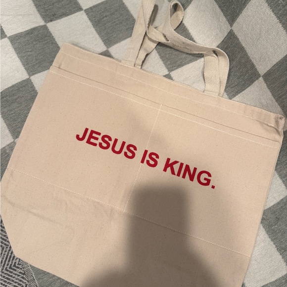 Canvas Tote Bag with Red Text - Picture 2 of 2